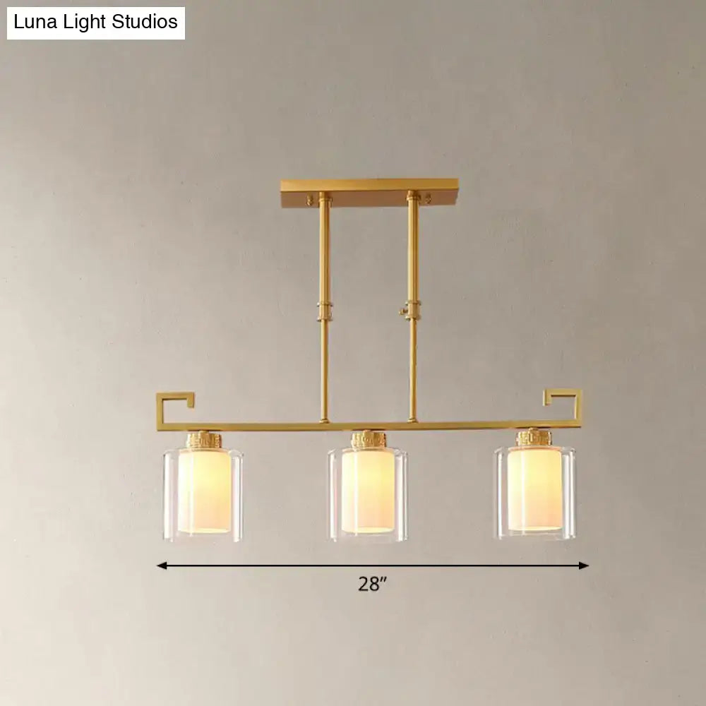 Modern brass 3-light island lamp kitchen glass ceiling fixture