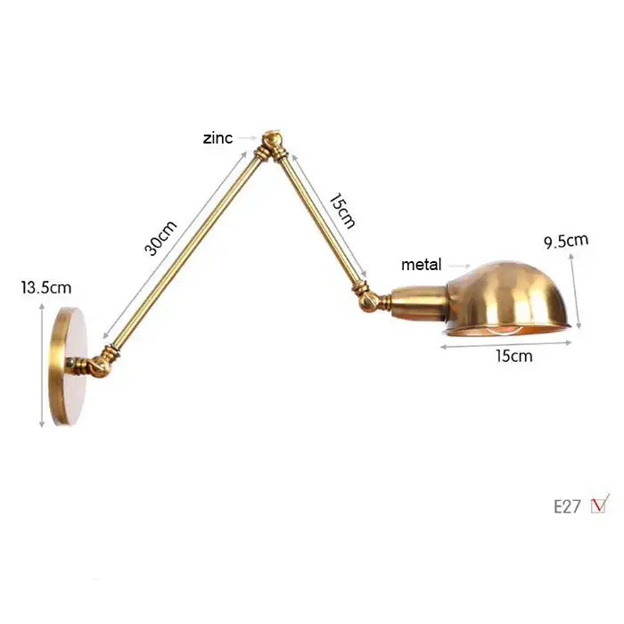 Modern brass adjustable arm wall sconces for bedroom decor