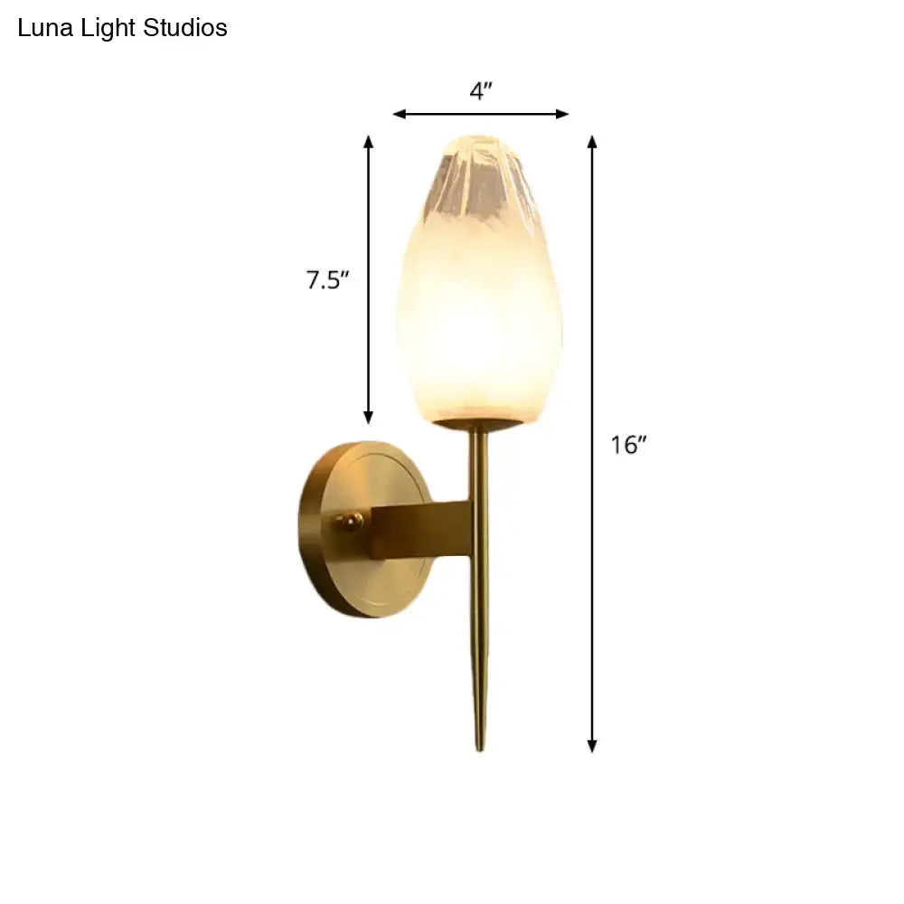 Modern brass and clear glass wall lamp bedroom sconce