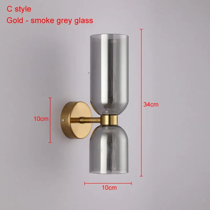 Modern brass and glass ball wall lamps bedroom sconces