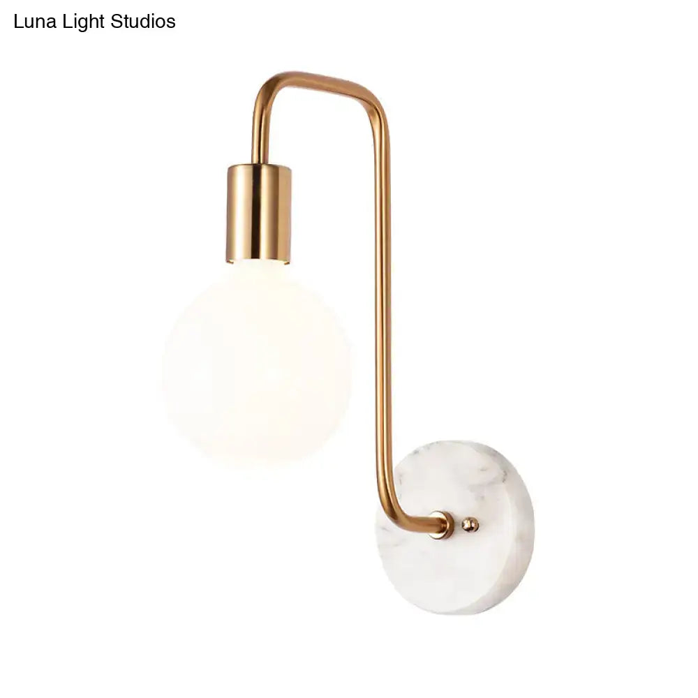 Modern brass and marble wall lamp – bedroom white glass sconce