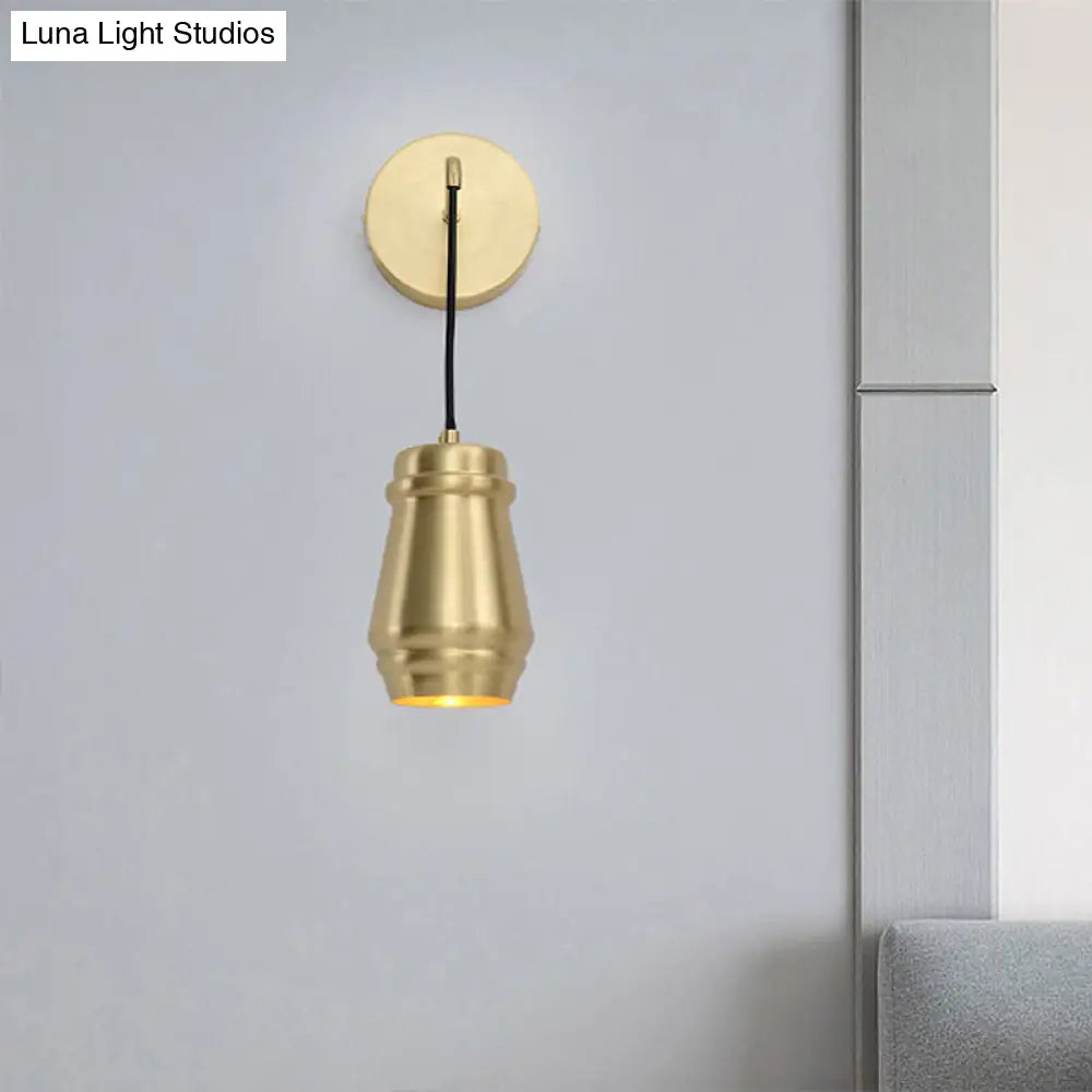 DecorBites™ Modern Brass Bedroom Wall Sconce with Urn-Shaped Metal Shade