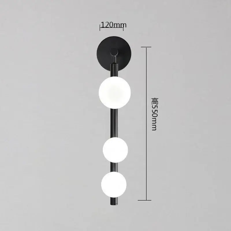 Modern brass & black frosted glass wall lamp for living room