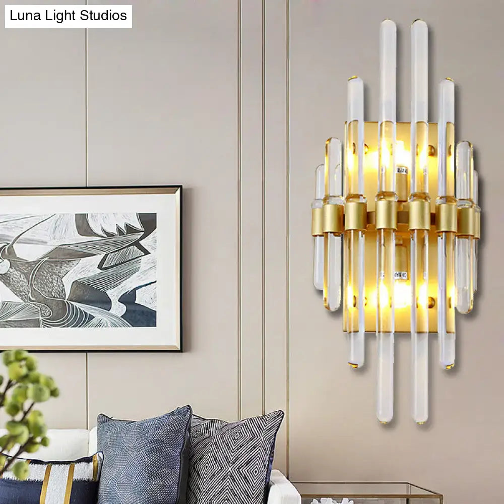 Modern brass crystal tube wall lighting living room sconce