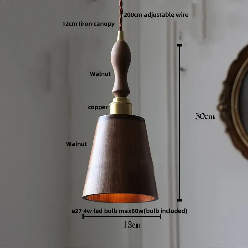 Modern brass & dark wood led wood pendant light dining room