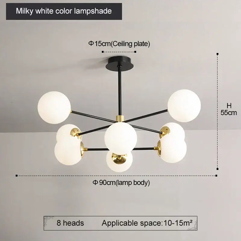 Modern brass glass ball led chandelier kitchen lighting