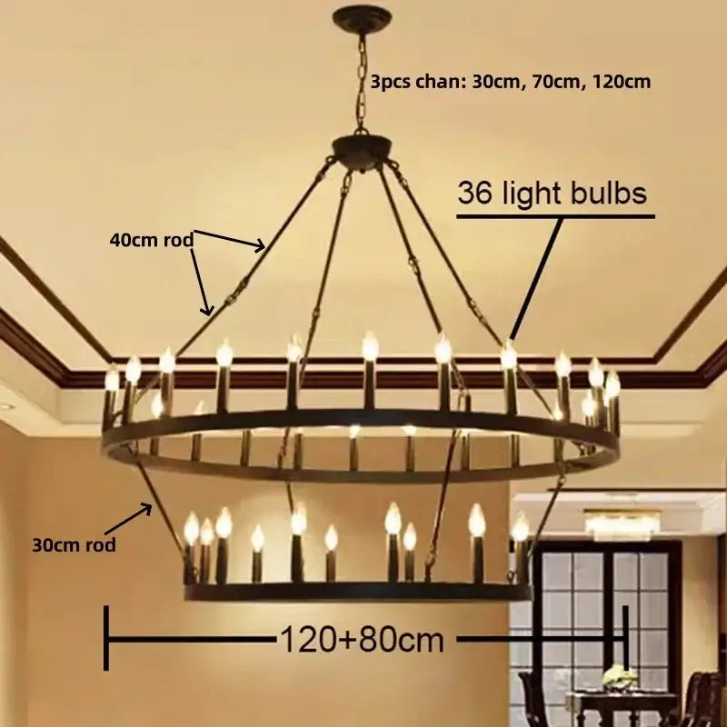 Modern brass double tier pendant chandelier living room light