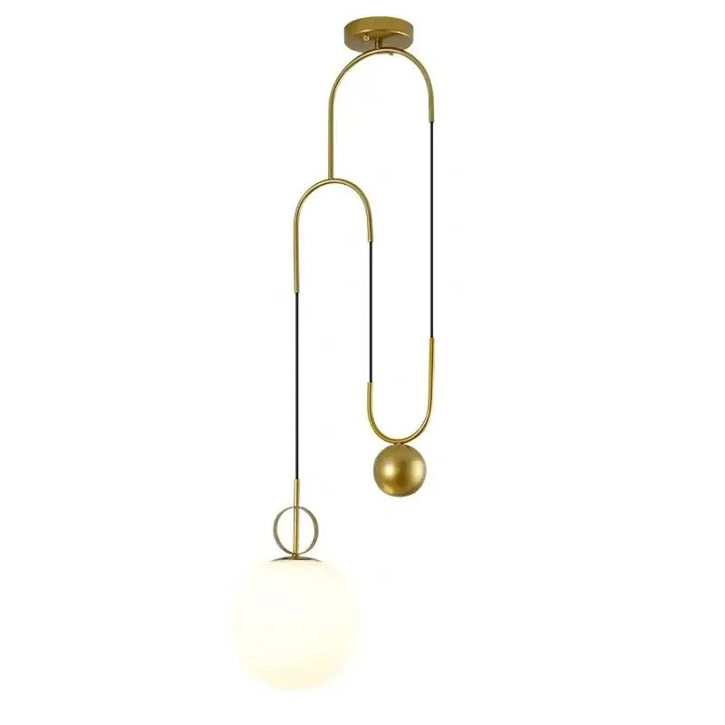 Modern brass glass ball pulley pendant light for living room