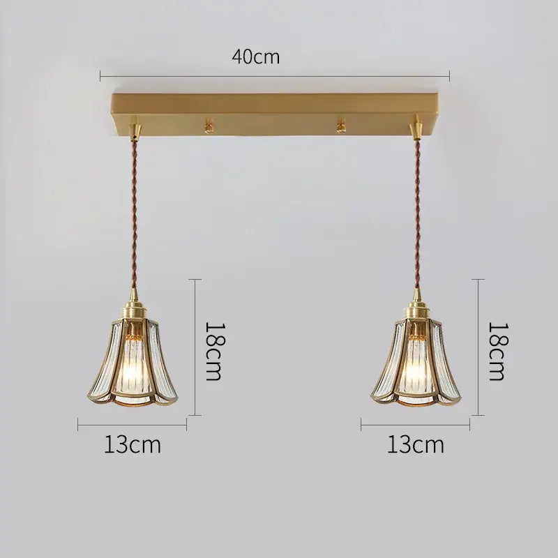 Modern brass glass copper led pendant lights dining room bell shape