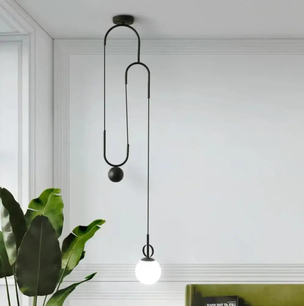 Modern brass golden glass ball pendant lamps bedroom sculptural light