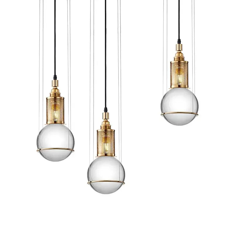 Modern brass honeycomb crystal ball led pendant light dining room