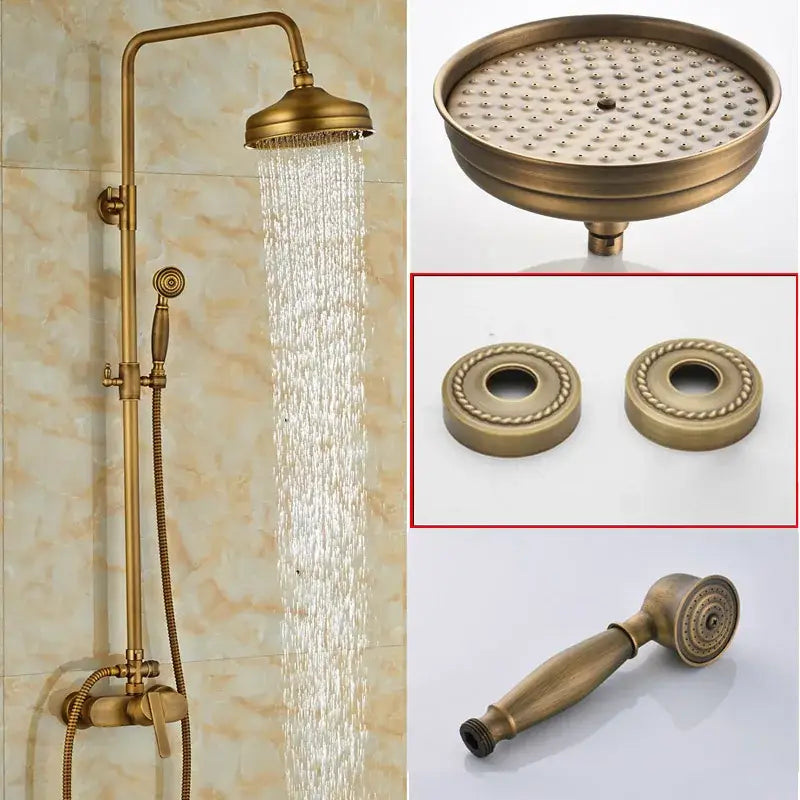 Modern brass rainfall shower faucet set with handshower for bathroom