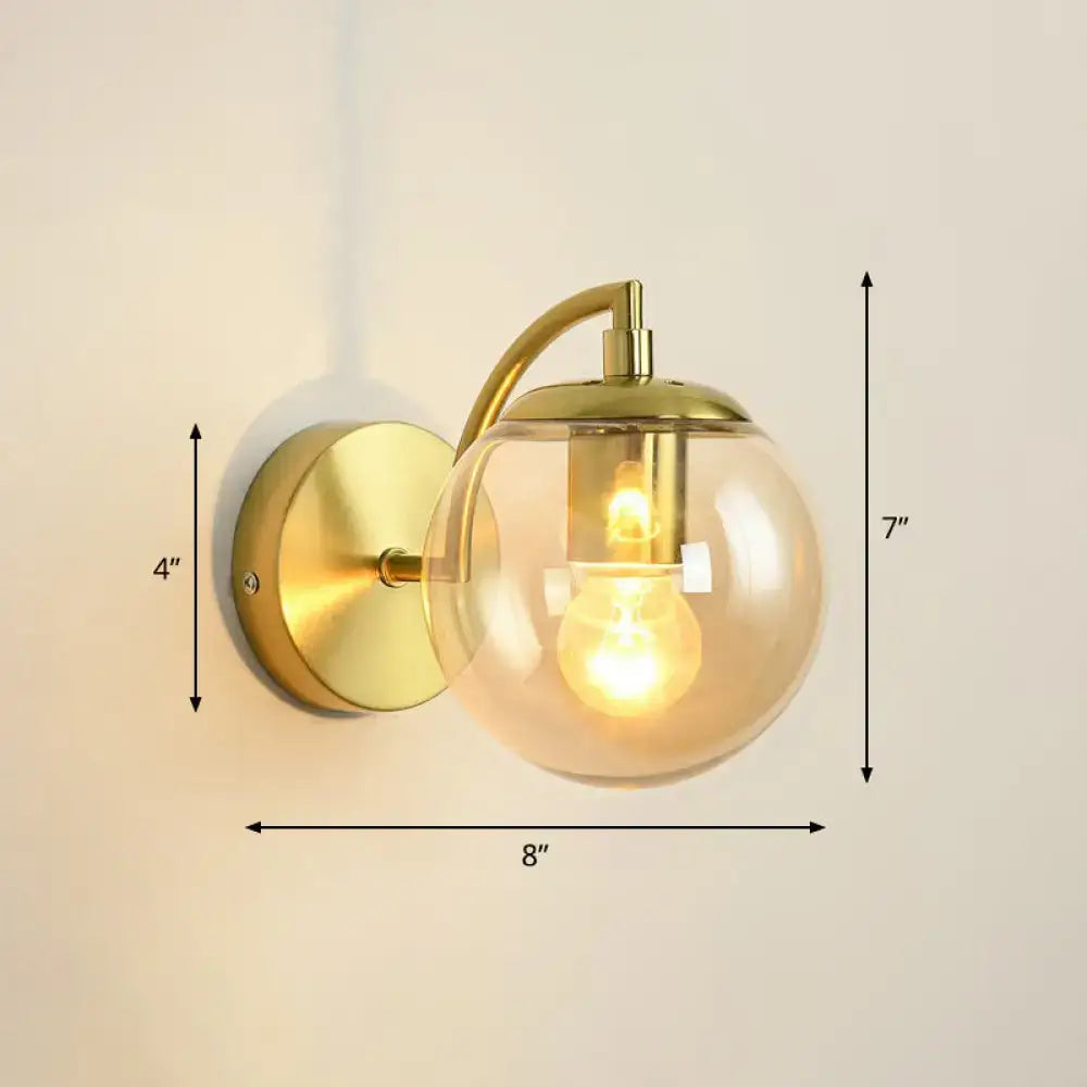 Modern brass smoked glass stairway wall lighting fixture