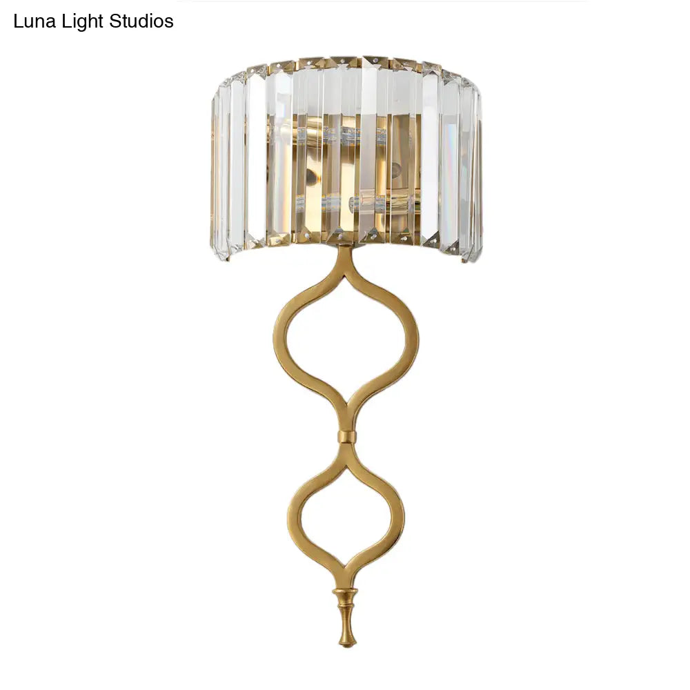 DecorBites™ Modern Brass Wall Sconce with Crystal Rectangle Shade - 2 Lights