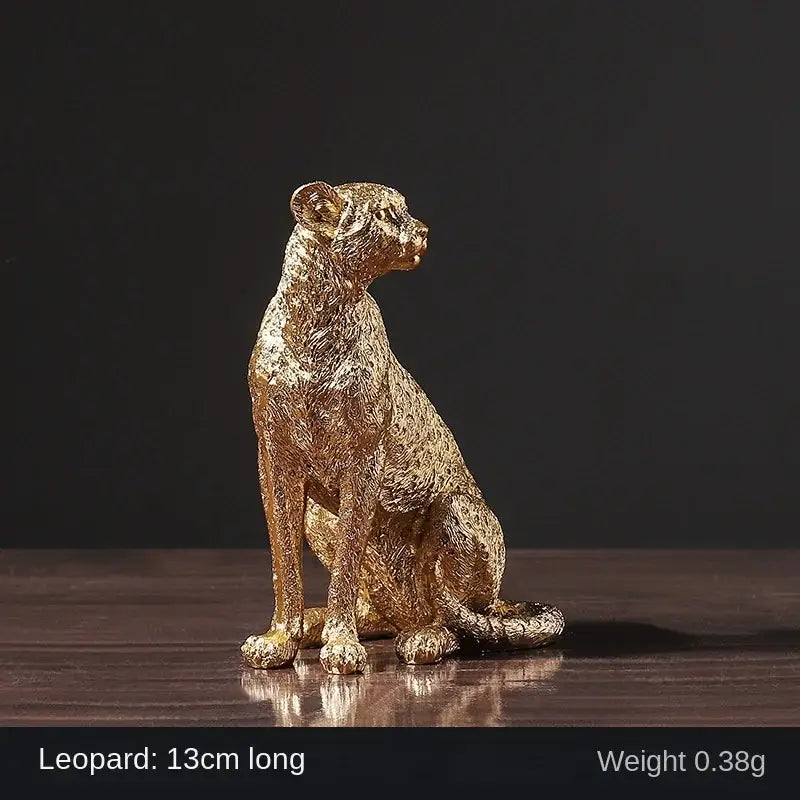 Modern bronze leopard statue – living room office decor figurine