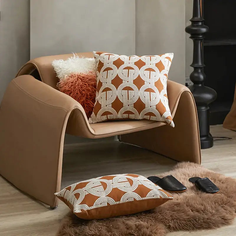 Modern brown coffee geometric cushion cover living room pillow case