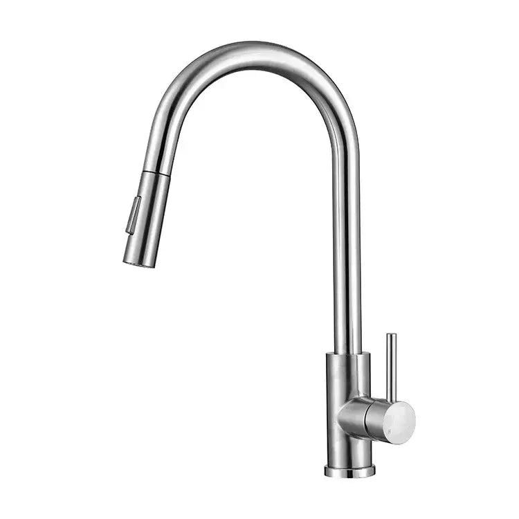 Modern brushed gold & black kitchen faucet with pull out hose