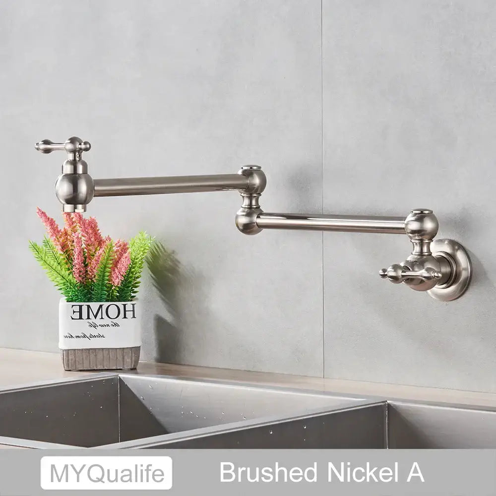 Modern brushed gold pot filler faucet kitchen tap with folding spout