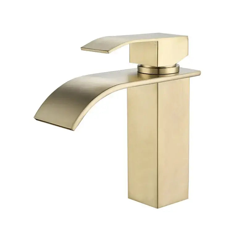 Modern brushed gold stainless steel basin faucet bathroom waterfall tap