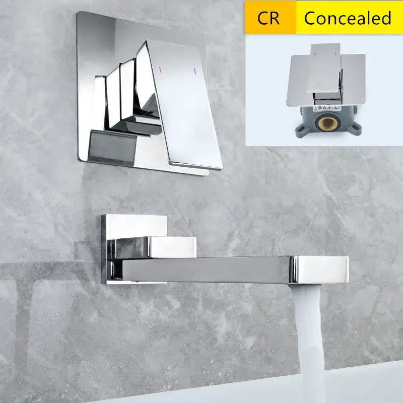 Modern brushed gold wall mounted basin faucet set bathroom mixer tap