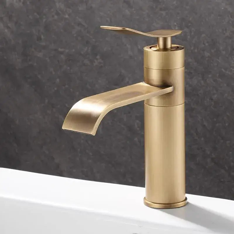 Modern brushed gold waterfall basin mixer bronze bathroom sink tap