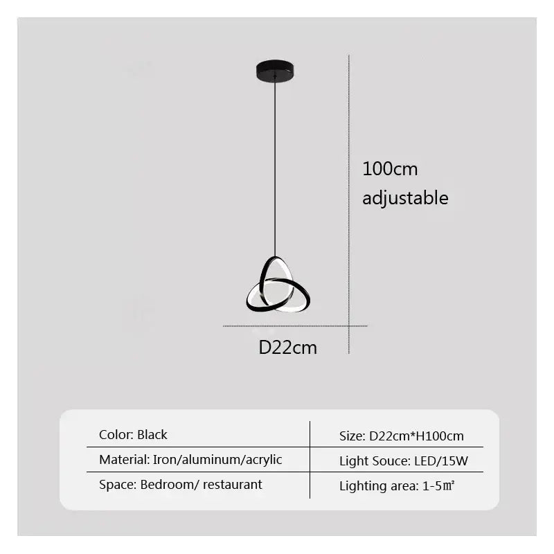 Modern brushed metal & white led bedside pendant light bedroom