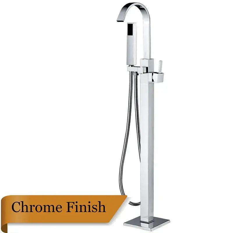 Modern brushed nickel freestanding tub faucet with handshower bathroom