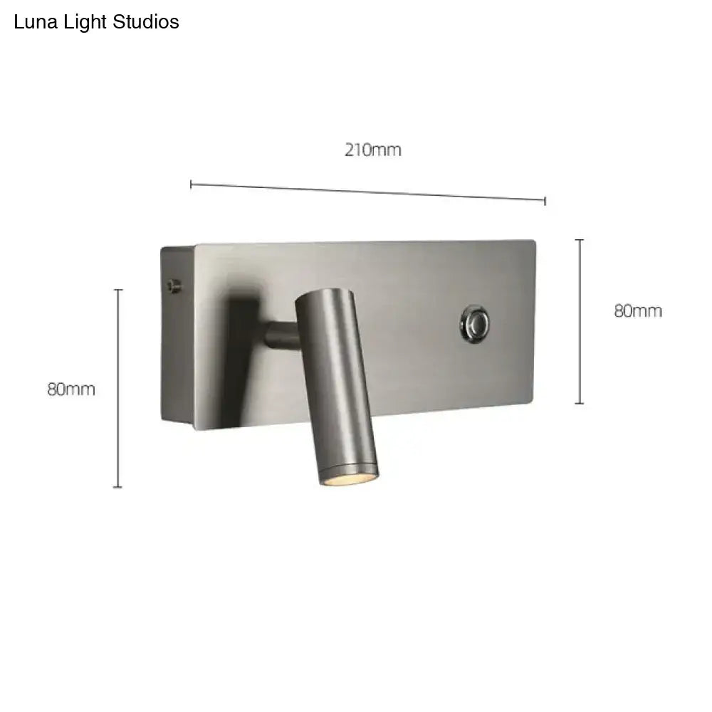 Modern brushed nickel led dimmable reading wall light bedroom