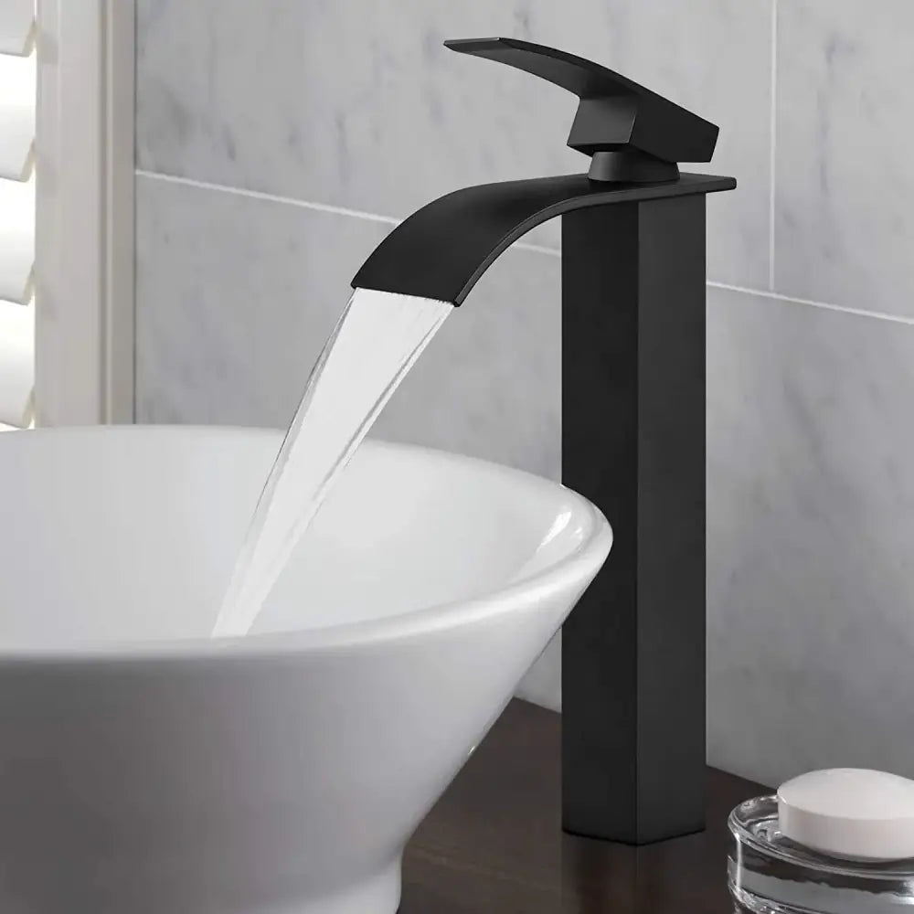 Modern brushed stainless steel waterfall basin faucet bathroom tap