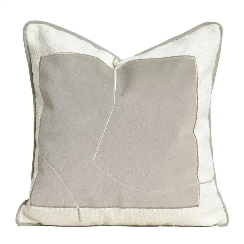Modern cappuccino tone geometry embroidery pillow – living room decor