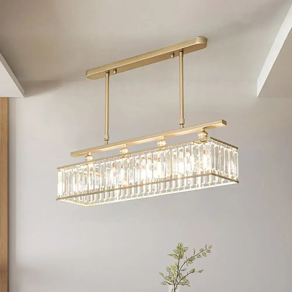 Modern champagne & black 4 heads island light dining room crystal chandelier
