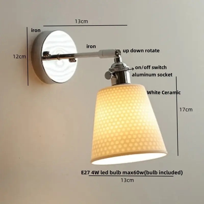 Modern chrome and perforated fabric wall light fixture bedroom lamp