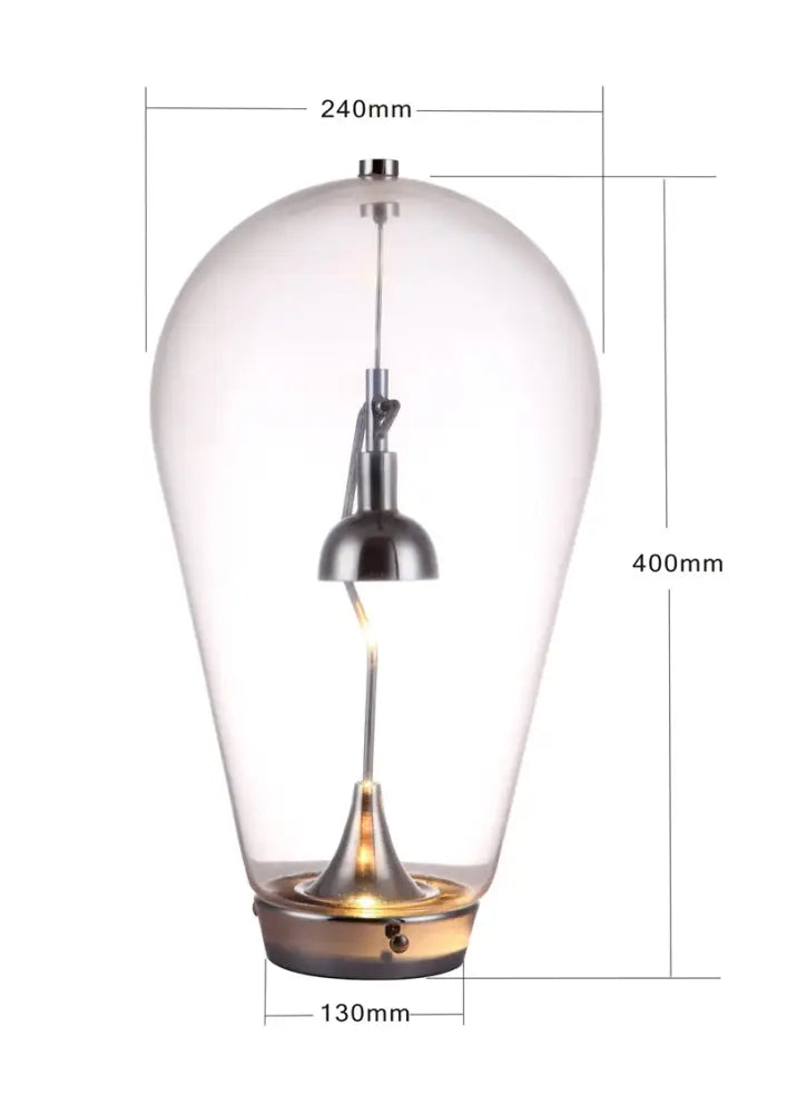 Modern chrome and transparent blow glass table lamp living room