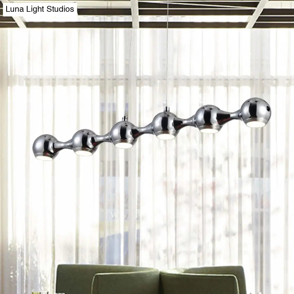 DecorBites™ Modern Chrome Ball Pendant Ceiling Light with 6 Metal Lights - Warm/White Island Lighting for Living Room
