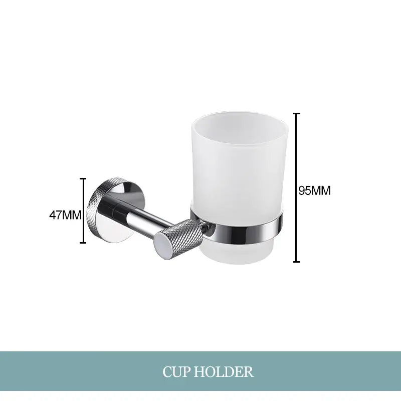 Modern chrome bathroom essentials set with soap dish and brush