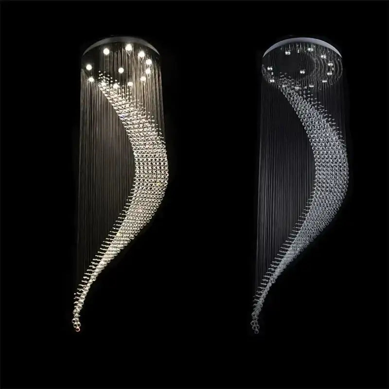 Modern chrome crystal ball spiral chandelier dining room led light