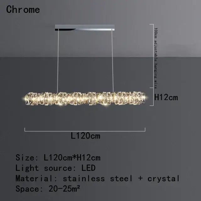 Modern chrome crystal dining table pendant lamp kitchen island