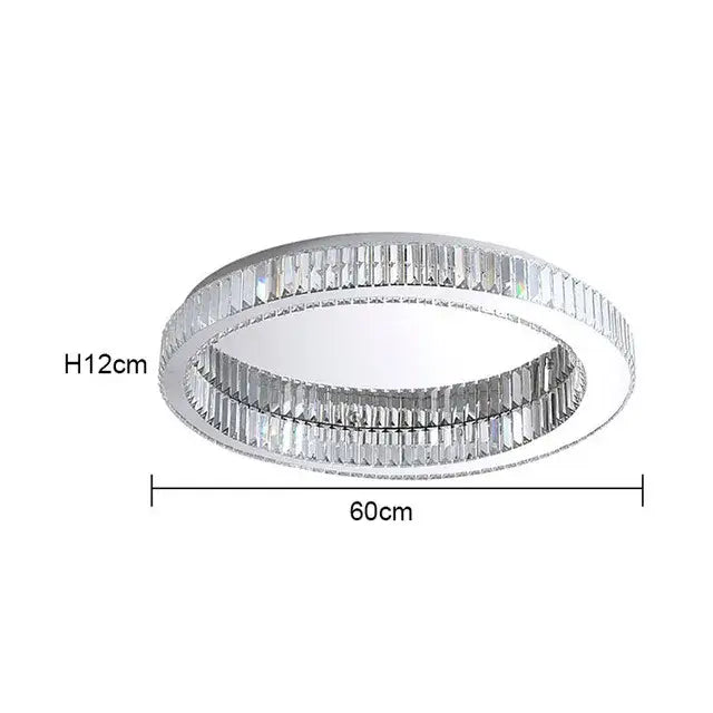 Modern chrome crystal led ceiling light dining room double ring