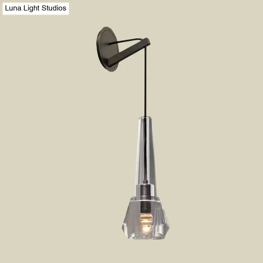 Modern chrome crystal wall lamp bedroom sconce with dangling cord