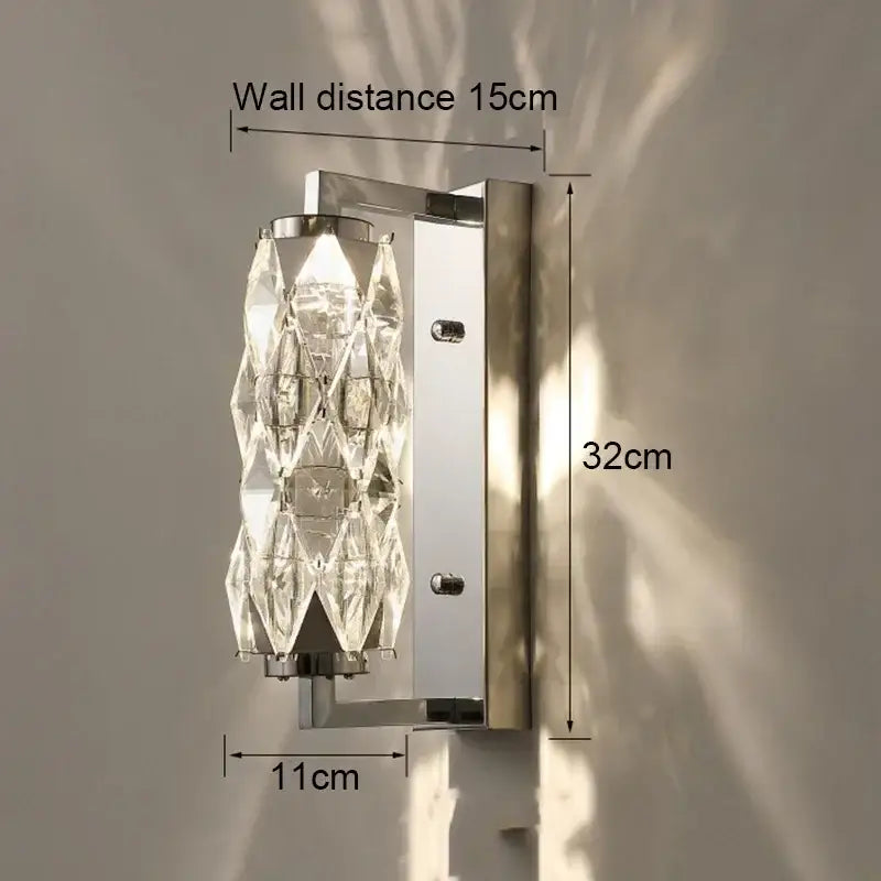 Modern chrome crystal wall lamp for bedroom luxury lighting