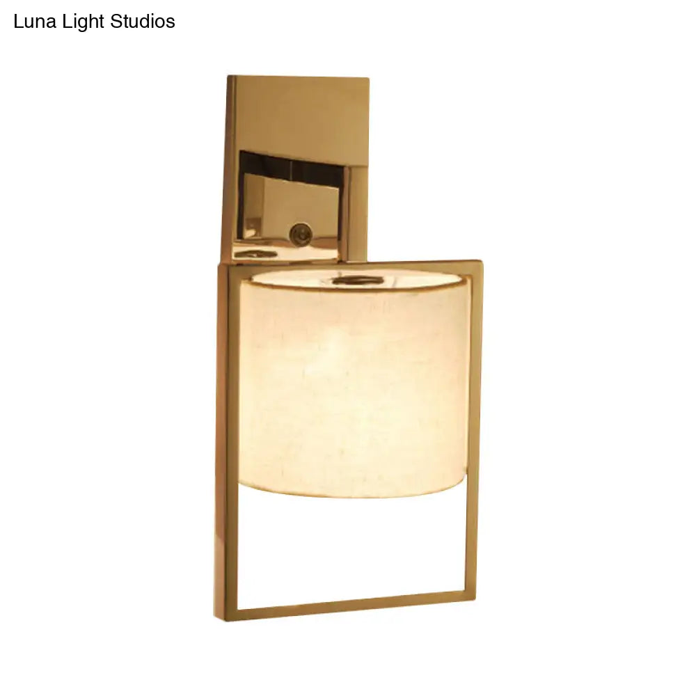 DecorBites™ Modern Chrome Cylinder Wall Sconce Light – Fabric Shade, 1-Light Fixture