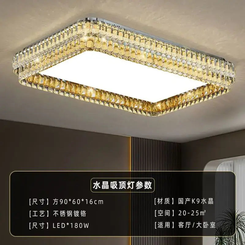Modern chrome crystal round led ceiling light living room