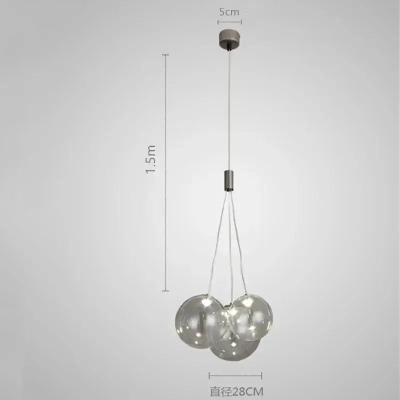 Modern chrome glass ball pendant light for living room