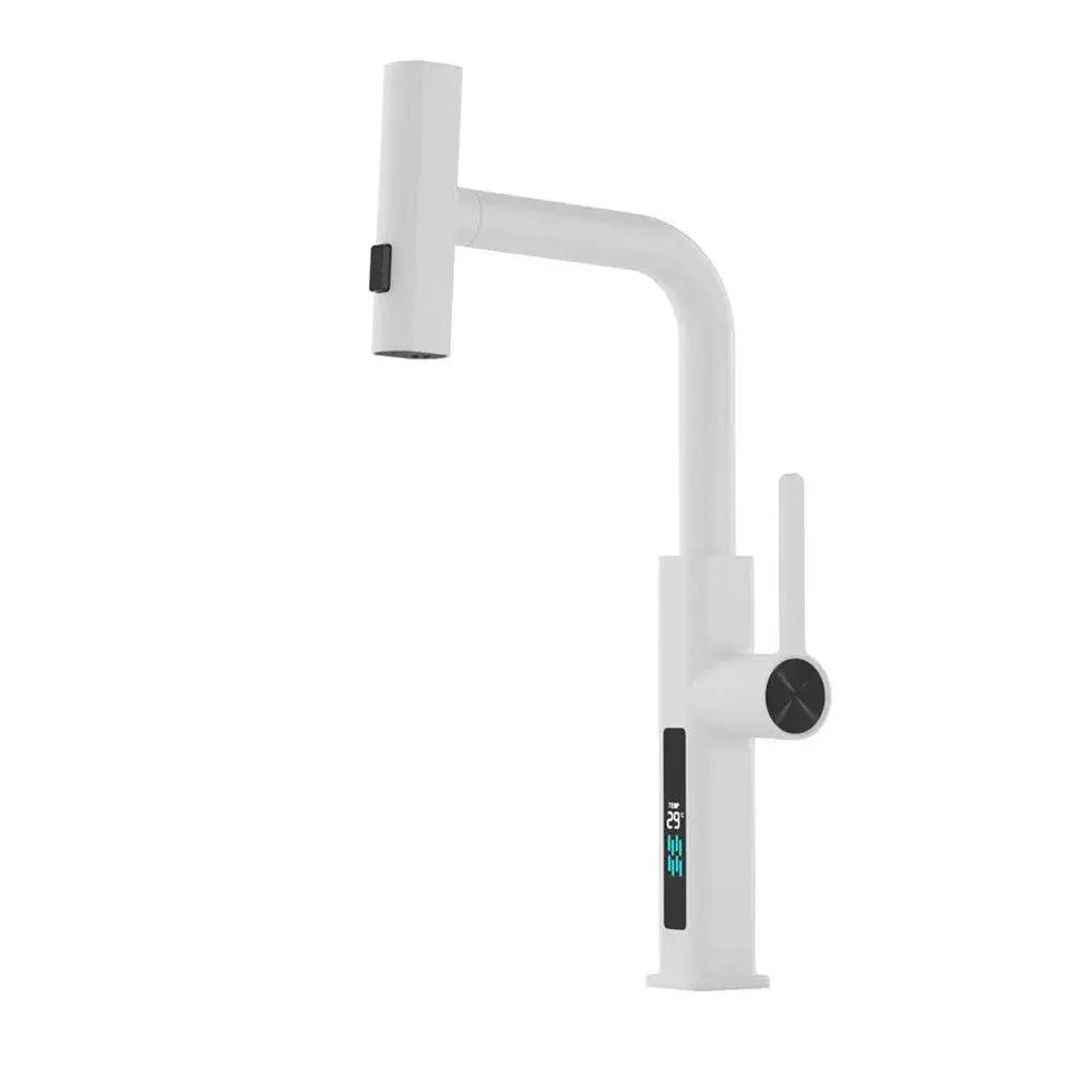 Modern chrome digital display kitchen faucet with pull out sprayer