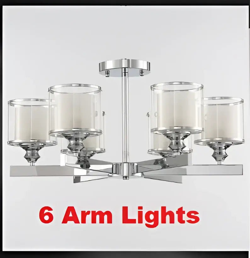 Modern chrome double glass led crystal chandelier living room light