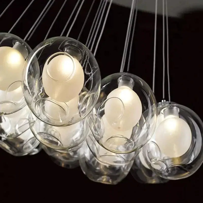 Modern chrome glass ball led chandelier for living room dining room