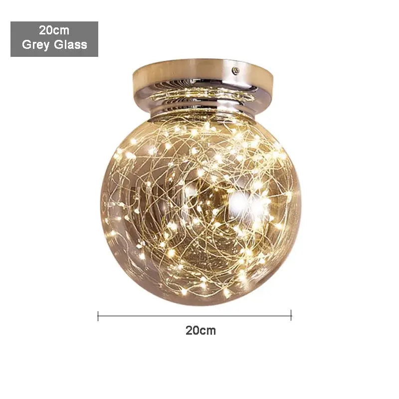 Modern chrome gypsophila led ceiling light bedroom glass globe