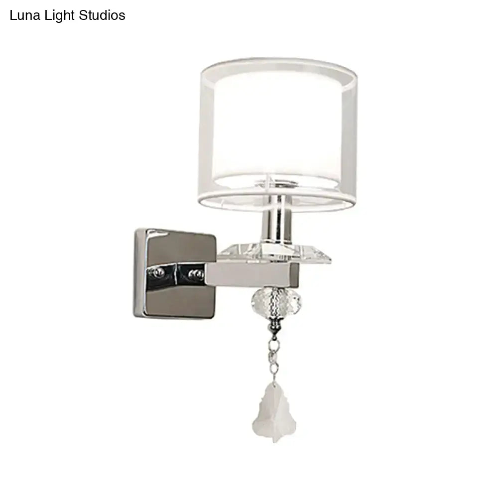 Modern chrome wall lamp with crystal accent – bedroom glass sconce