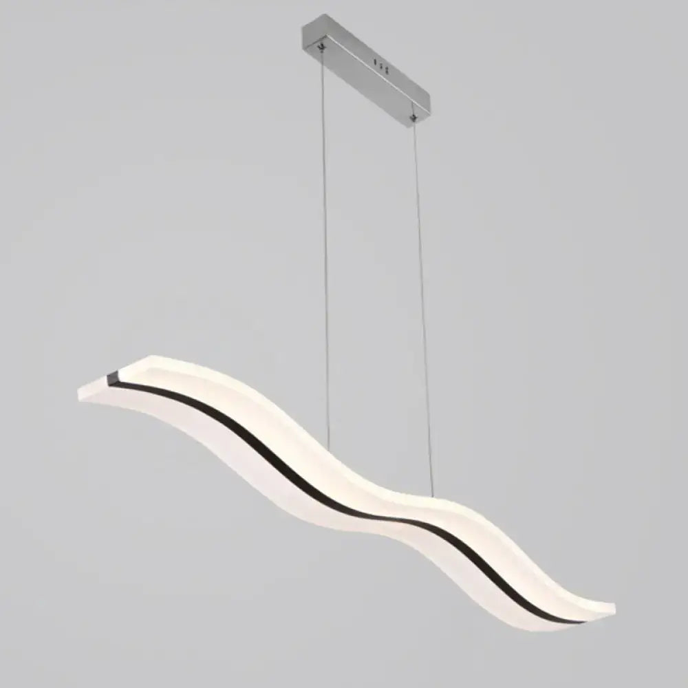 Modern chrome wave led island lighting fixture kitchen pendant light