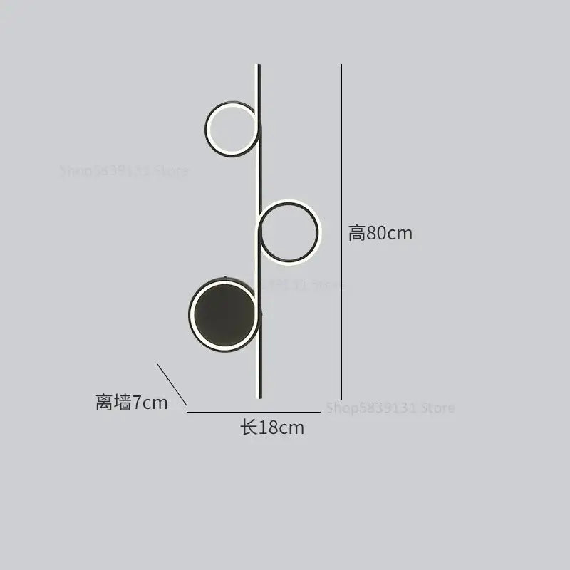 Modern circle straight bar wall lamp for bedroom and living room